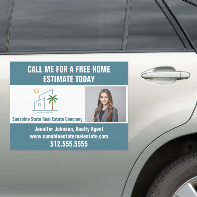 Beach Real Estate Company Marketing Realtor Photo Car Magnet (In Situ)