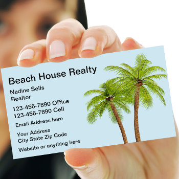Beach Real Estate Palm Trees Design Business Card by Luckyturtle at Zazzle