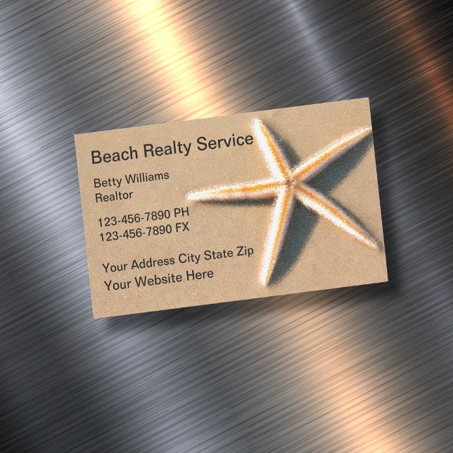 Beach Real Estate Starfish Design Business Card Magnet (Creator Uploaded)
