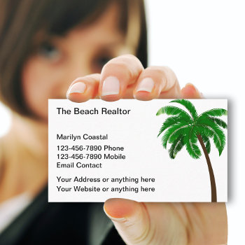 Beach Realtor Palm Tree Theme Business Card by Luckyturtle at Zazzle