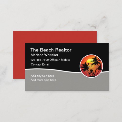 Beach Realtor Trendy Modern Business Cards
