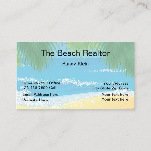 Beach Realtor Tropical Coastal Design Business Card