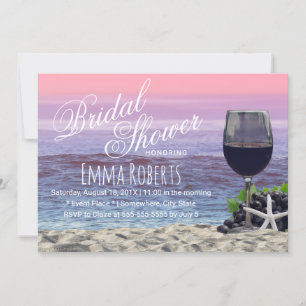 Beach Red Wine Grapes & Starfish Bridal Shower Invitation
