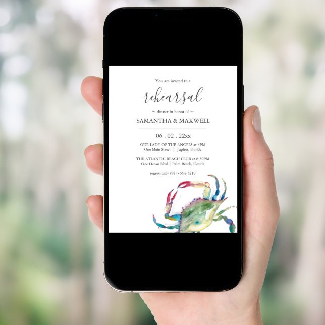 Beach Rehearsal Dinner Invitation Template (Front Digital)