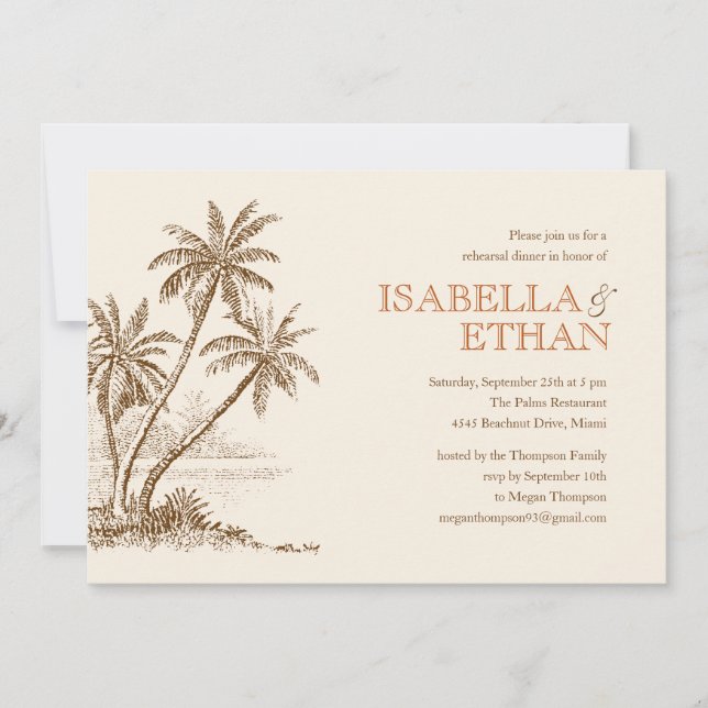Beach Rehearsal Dinner Invitations (Front)