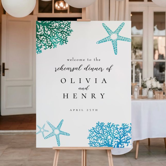Beach Rehearsal Dinner Starfish Welcome Sign (Creator Uploaded)