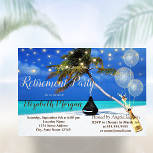 Beach,Relax,Balloons,Wine Retirement Party Invitation