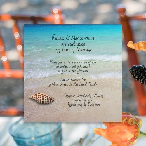 Beach Renewing Vows Ceremony Junonia Shell Invitation