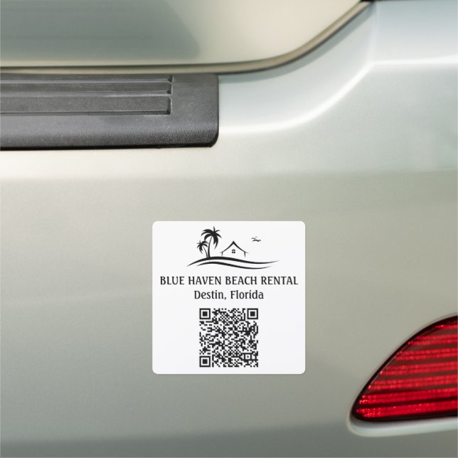 Beach rental Home STR QR Code Vacation  Car Magnet (In Situ)
