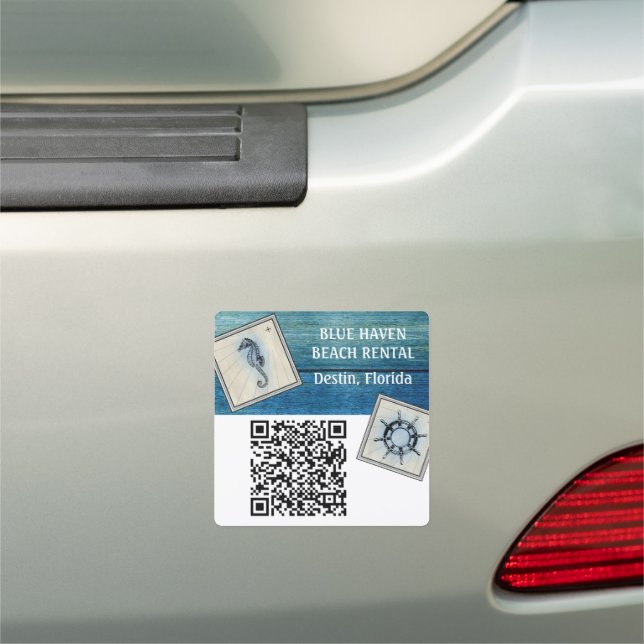 Beach rental Home STR QR Code Vacation    Car Magnet (In Situ)