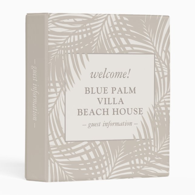 Beach Rental House Vacation Guest Info Book Mini Binder (Front/Spine)