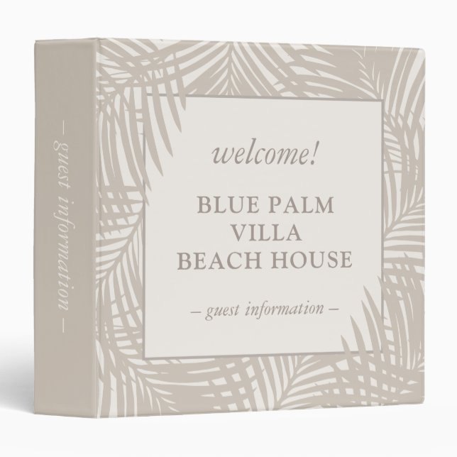 Beach Rental House Vacation Information Book 3 Ring Binder (Front/Spine)