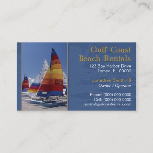 Customizable Beach Rentals Business Card