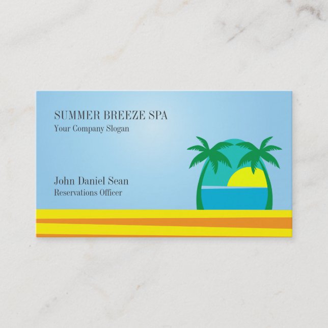 Beach Resort Hotel Spa Business Card Template (Front)