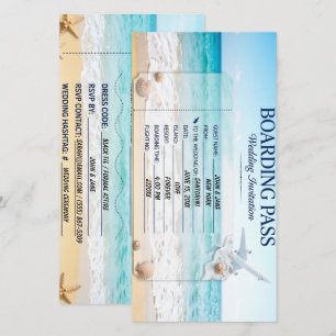 Beach Resort Wedding Boarding Pass Card