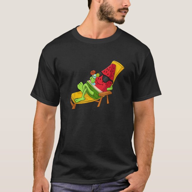 Beach Resting Watermelon   Women Water Fruit Love T-Shirt (Front)
