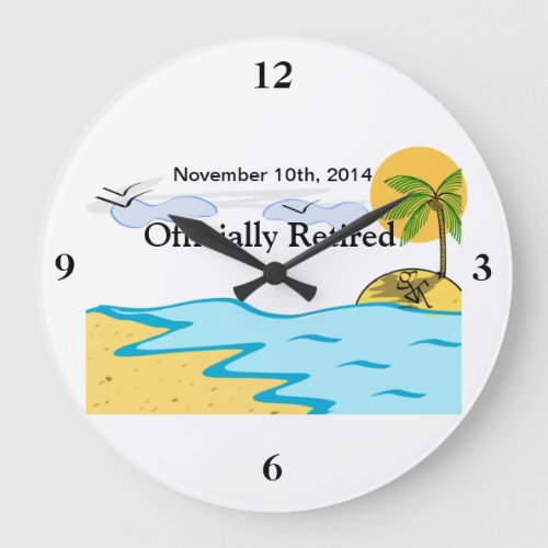 Beach Retirement Add Name And Date Large Clock