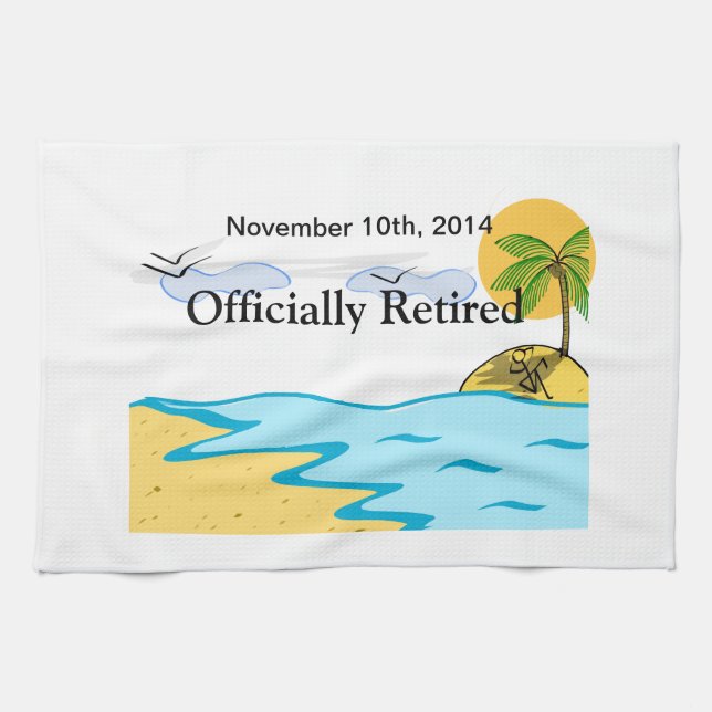 Beach Retirement Add Name And Date Towel (Horizontal)
