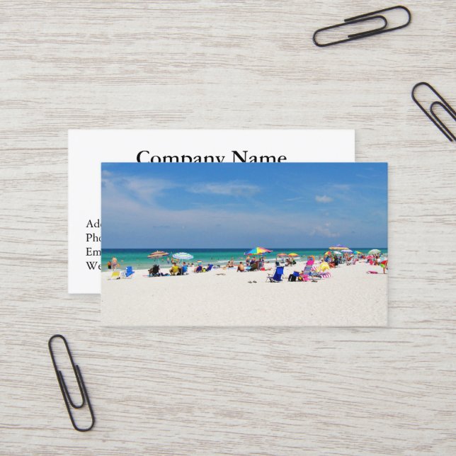 Beach Retirement Business Cards (Front/Back In Situ)