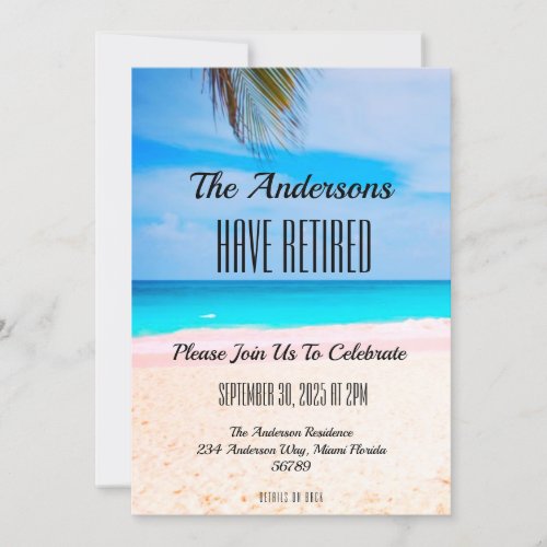 Beach Retirement Event Party Couples Celebration  Invitation