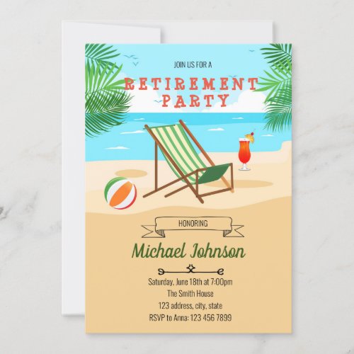 Beach retirement party invitation