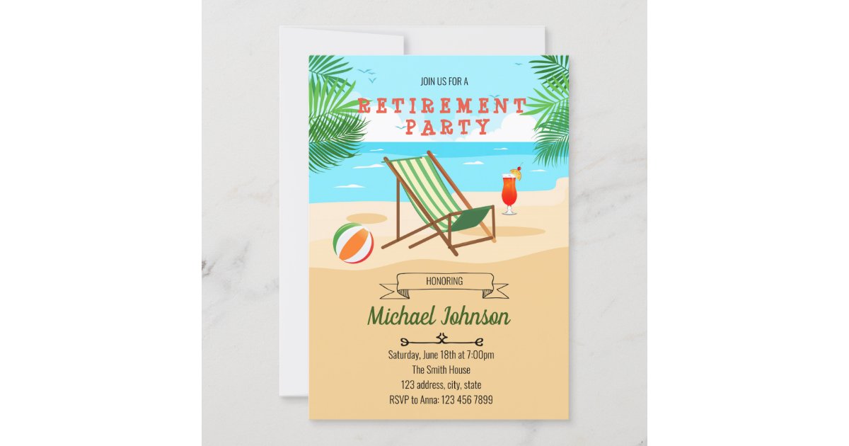 Beach retirement party invitation | Zazzle