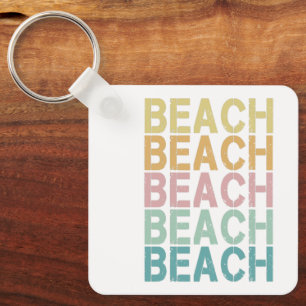 Beach Retro Lettering Vintage Holiday Summer Keychain