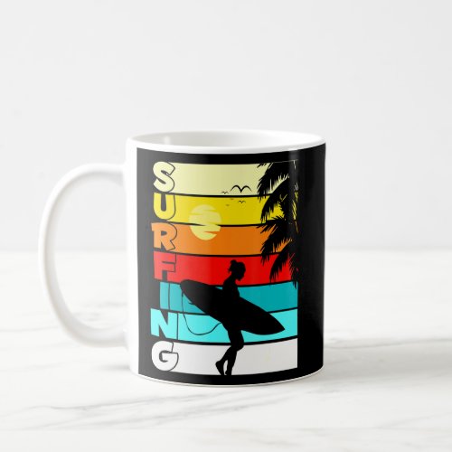 Beach Retro Surfer Palms Holidays Walking Sunset  Coffee Mug