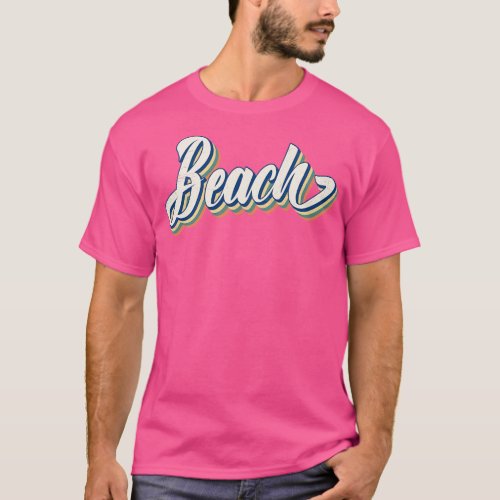 Beach Retro Vintage Classic Cool Distressed Text S T_Shirt