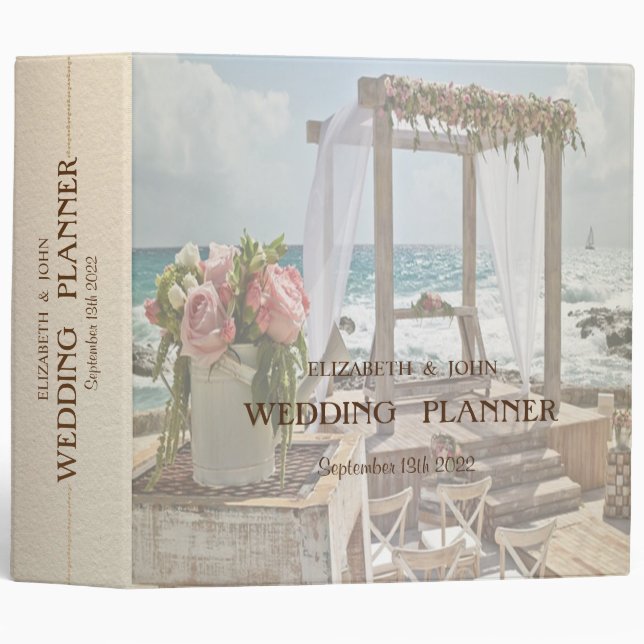 Beach Retro Wedding Floral Arch   3 Ring Binder (Front/Spine)