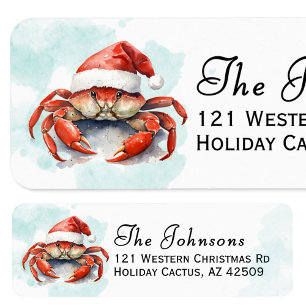Beach Return Address Labels Christmas Crab