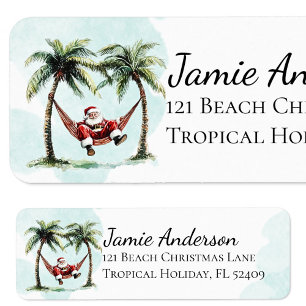 Beach Return Address Labels Christmas Santa