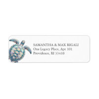 Beach Return Address Labels Sea Turtle
