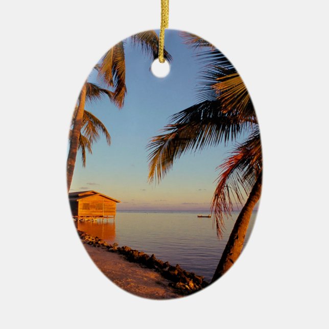 Beach Roatan Honduras Ceramic Ornament (Front)