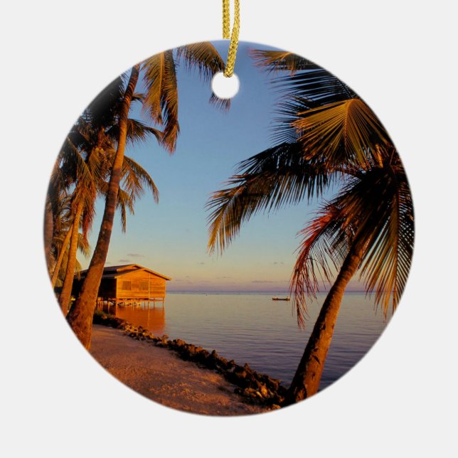 Beach Roatan Honduras Ceramic Ornament (Front)