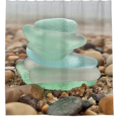 Beach Rocks  Sea Glass Shower Curtain