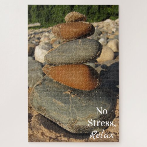 Beach Rocks Stacked Rock balancing Zen Relax Jigsaw Puzzle