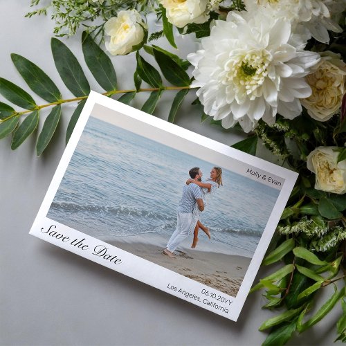 Beach Romance Border Photo Wedding Save the Date Magnetic Invitation