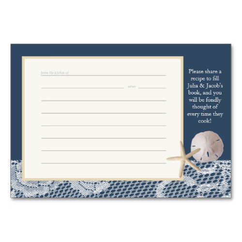 Beach Romance Recipe Card Navy Blue
