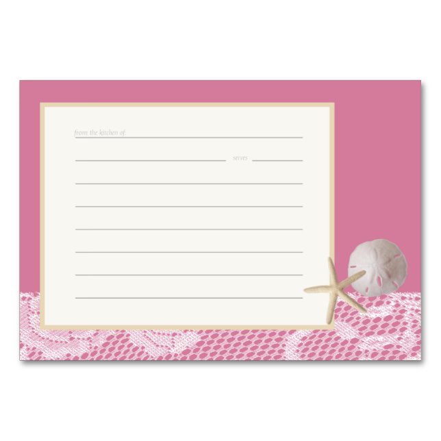 Beach Romance Recipe Card Pink (Front)