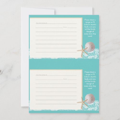 Beach Romance Recipe Cards two 3 x 5 Turquoise