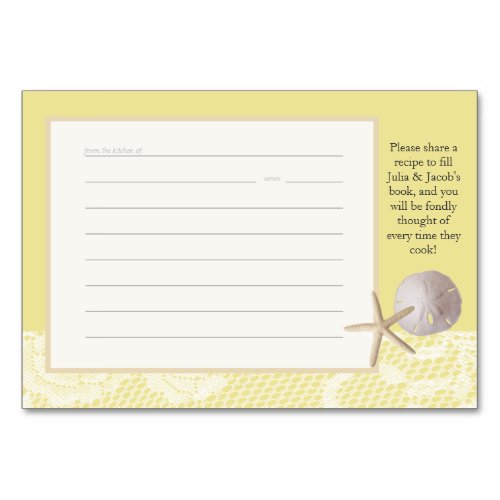 Beach Romance Yellow Recipe Card