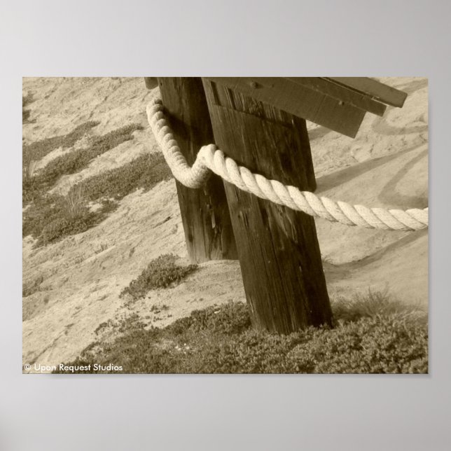 Beach Rope Fence - Sepia Poster (Front)