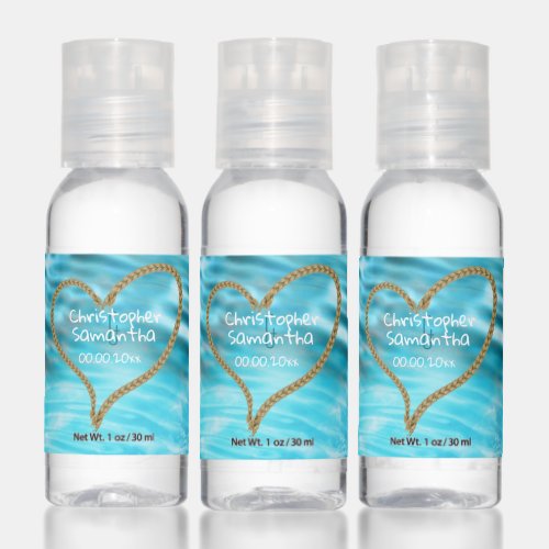 Beach rope heart nautical coastal sea wedding hand sanitizer