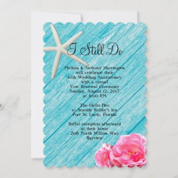 Beach Rose Vow Renewal Ceremony Invitation by sandpiperWedding at Zazzle