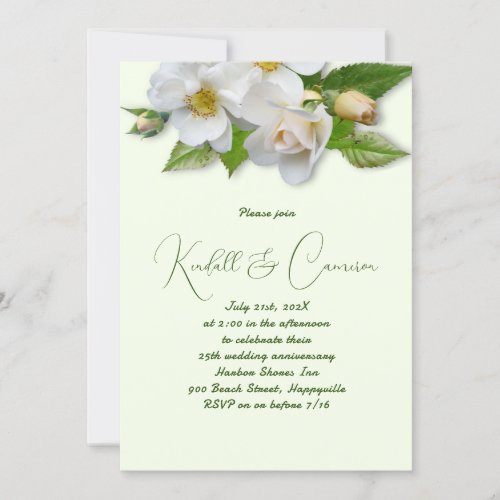 Beach Roses Wedding Anniversary Party Invitation