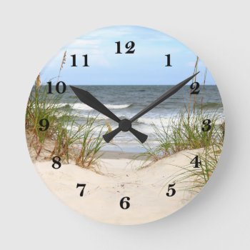 Beach Round Clock by CarriesCamera at Zazzle
