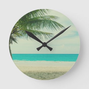 Beach Round Clock by QuoteLife at Zazzle