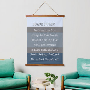 Beach Rules Modern Colorblock Hanging Tapestry