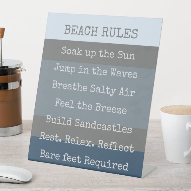 Beach Rules Modern Colorblock  Pedestal Sign (In SItu)